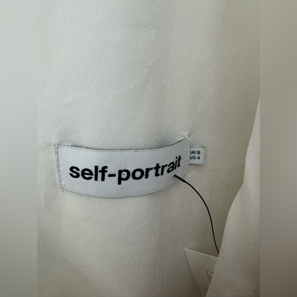 Self Portrait Ivory Jersey Twist Pleated Dress - 4 - Picture 7 of 13